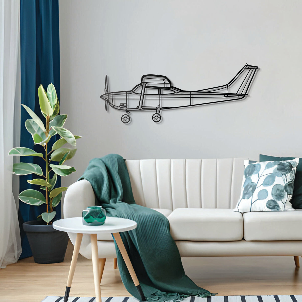 182H Skylane metal wall piece – durable powder-coated steel general aviation décor ready to hang