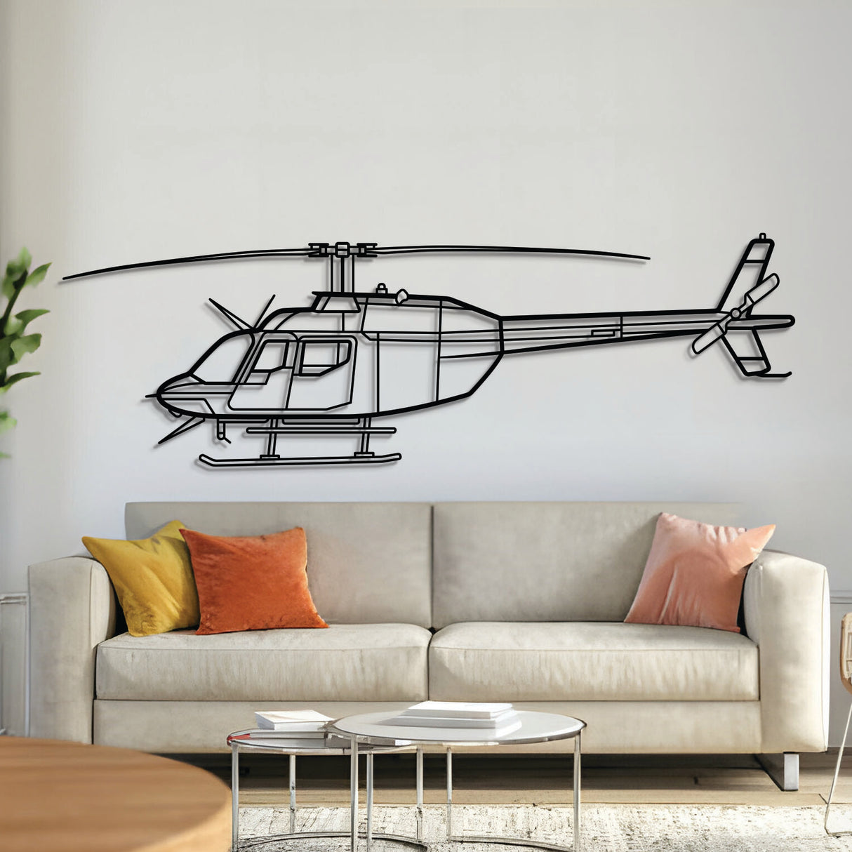 206 metal aircraft wall art, laser-cut 2 mm steel with matte powder finish and subtle floating 3D elevation