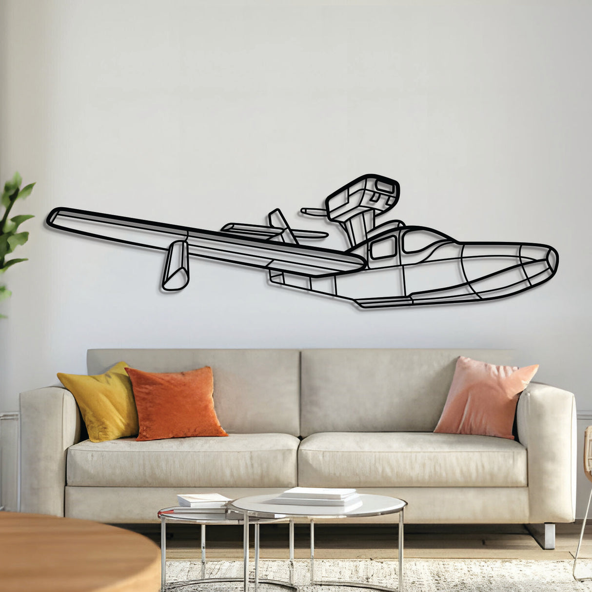 270 Turbo Renegade metal aircraft wall art in 2 mm laser‑cut steel with matte powder‑coated textured finish and 3D elevation screws