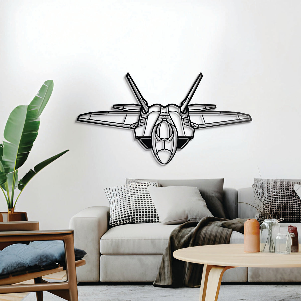 F-22 Raptor angled wall décor – sleek stealth fighter design, perfect for hangar, office, or living space