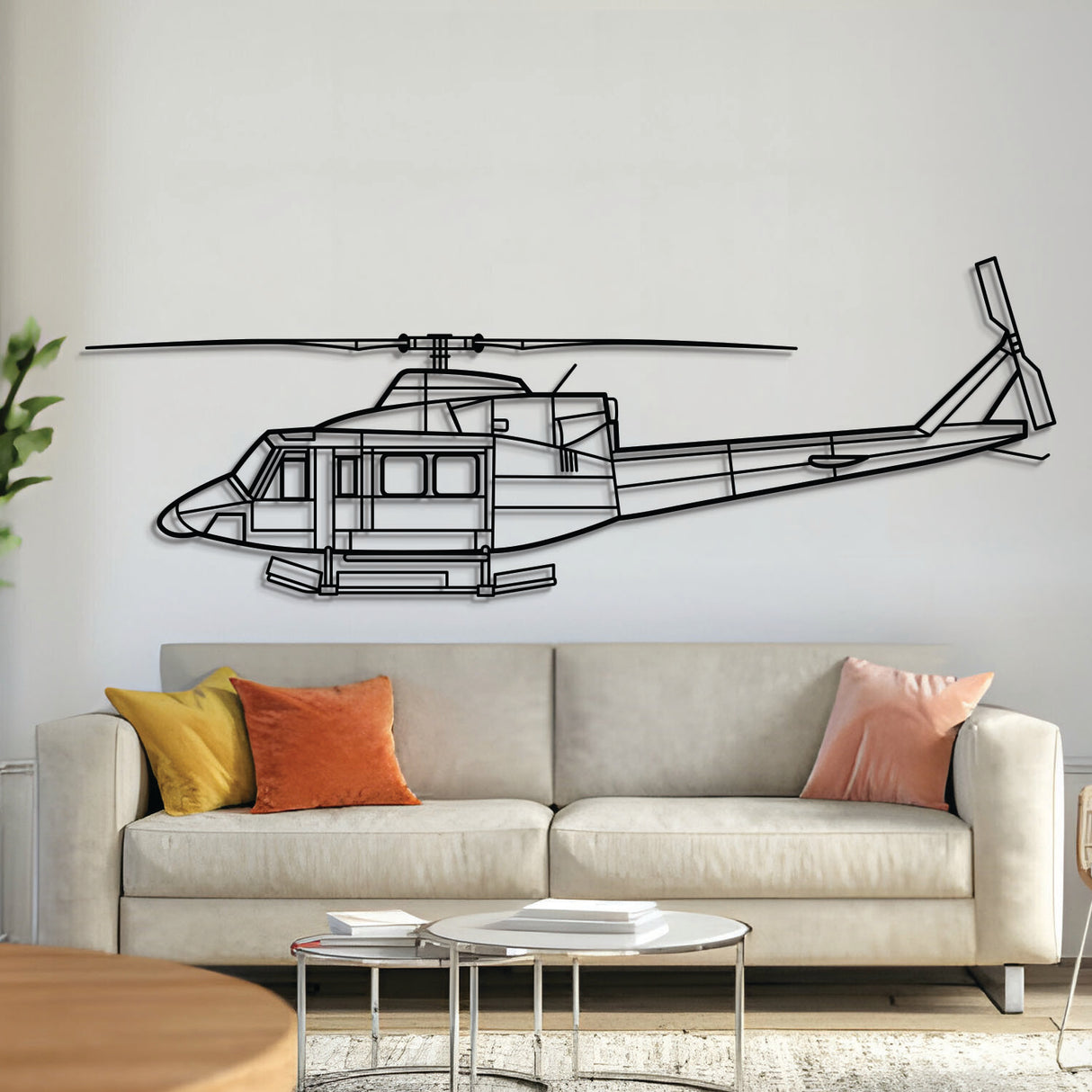 AA-1 Lynx back angle metal aircraft wall art, laser-cut 2 mm steel with matte powder coat and floating 3D effect