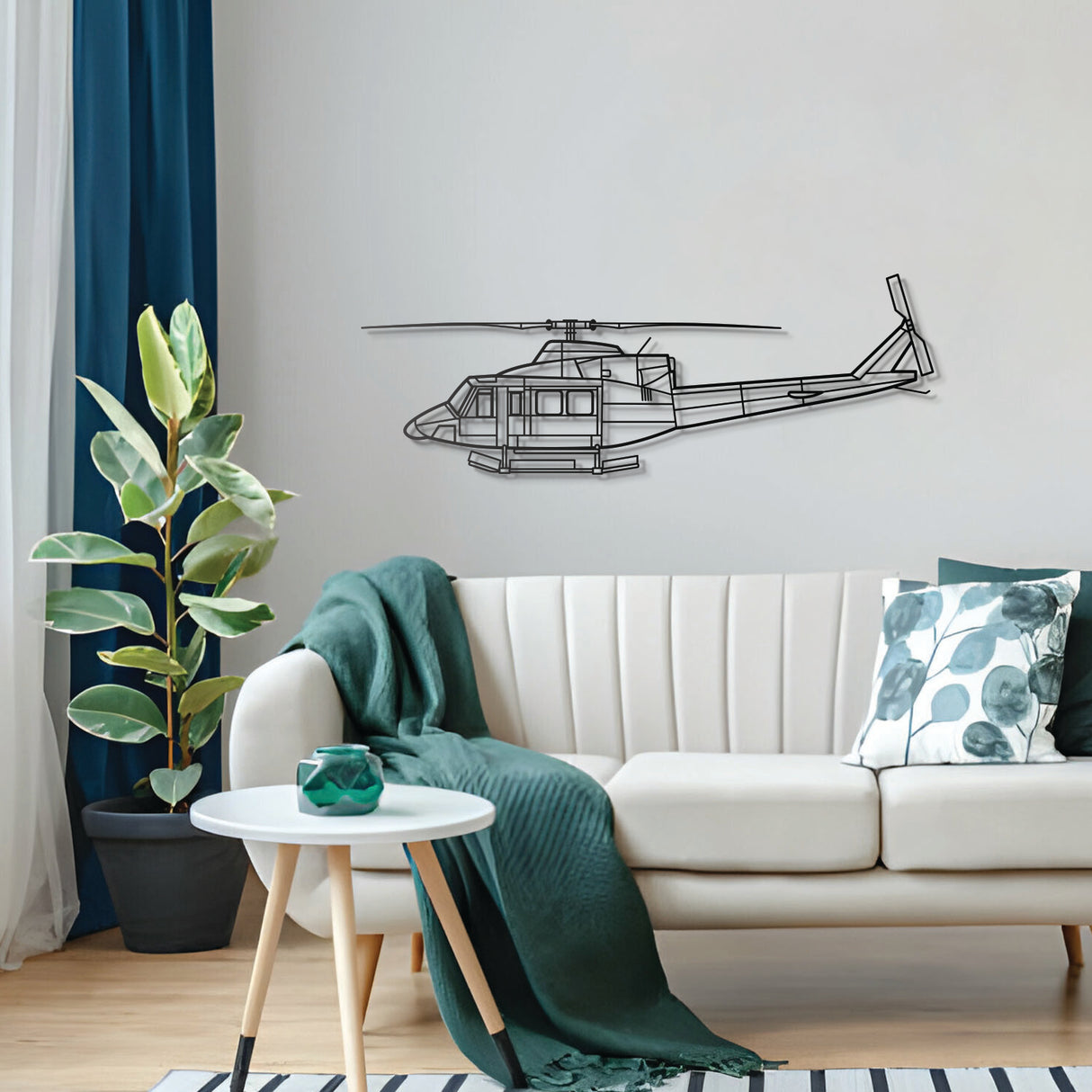Sleek AA-1 Lynx metal wall art, laser-cut matte steel blending aviation passion with modern interiors