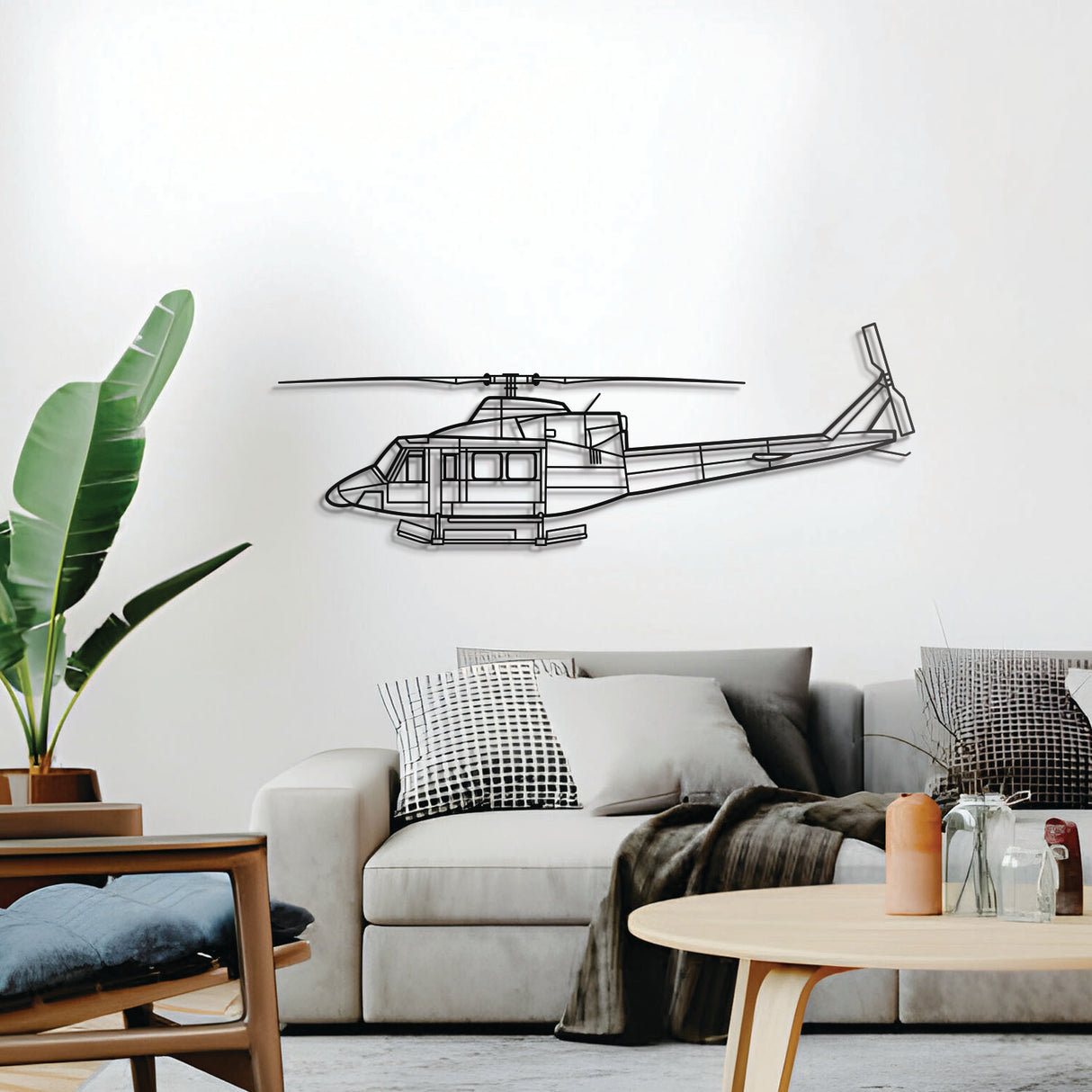 AA-1 Lynx wall décor, textured matte steel elevated 1 cm for sleek floating aviation design