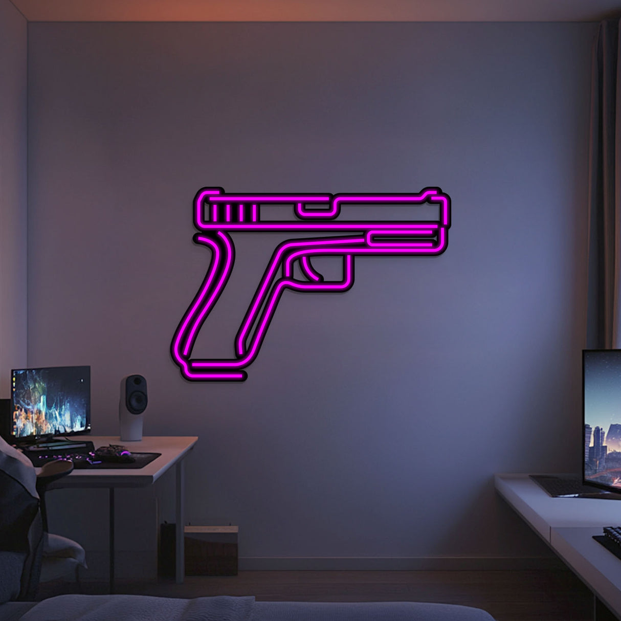 Glock Metal Neon Weapon Wall Art - NCN0065