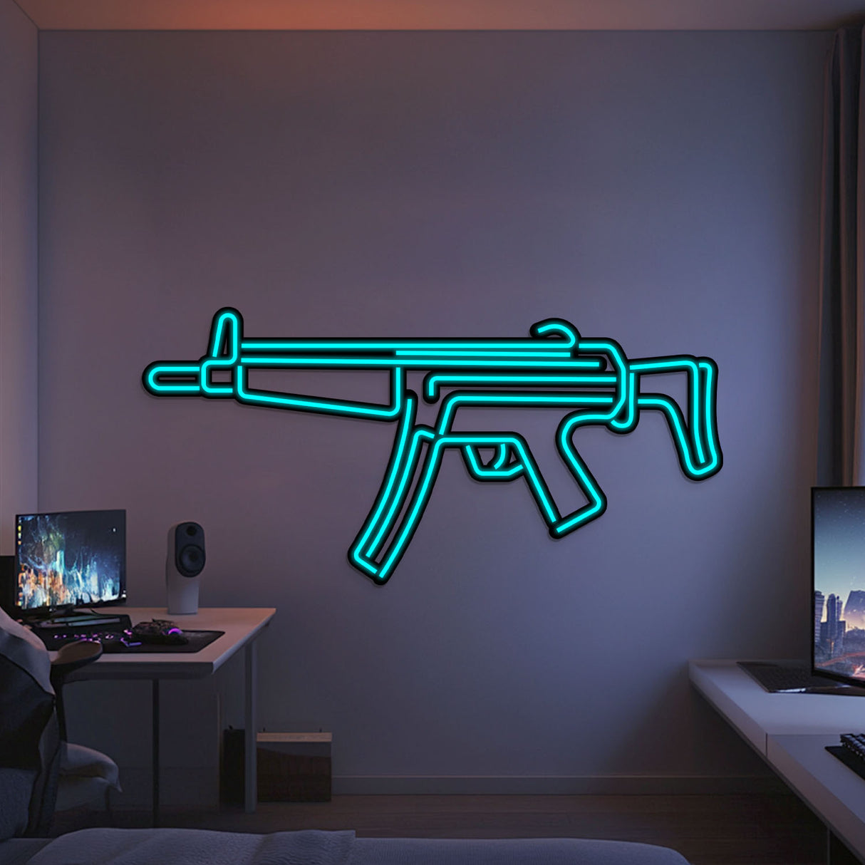 MP5 Metal Neon Weapon Wall Art - NCN0067