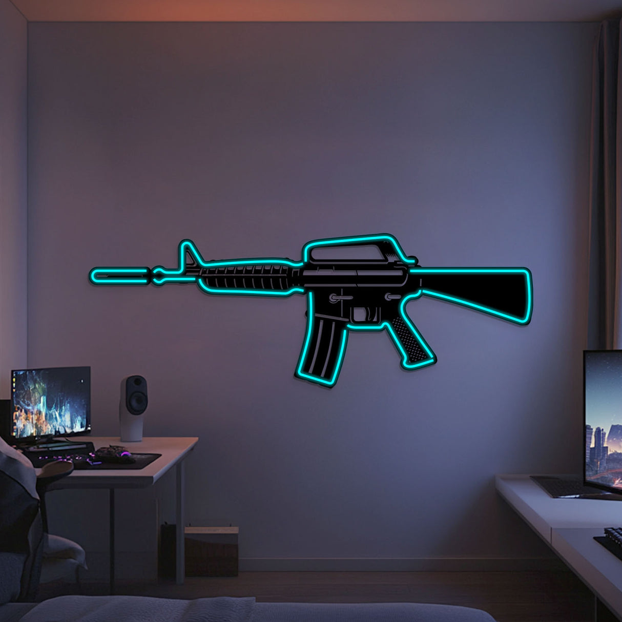 M4A1 Metal Neon Weapon Wall Art - NCN0062