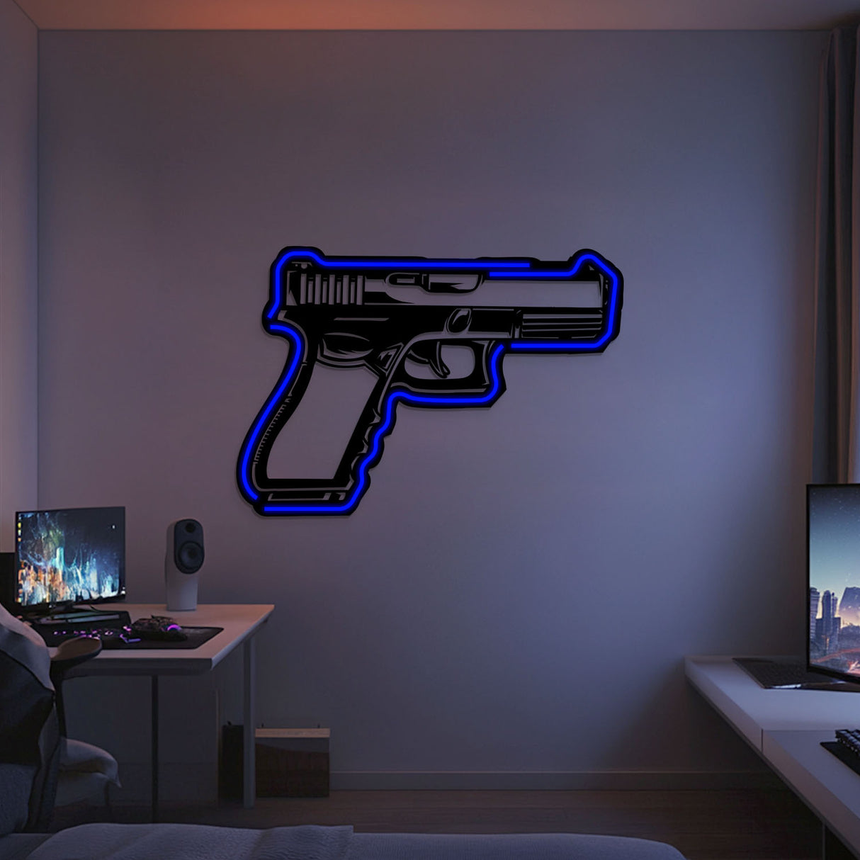 Glock Metal Neon Weapon Wall Art - NCN0065