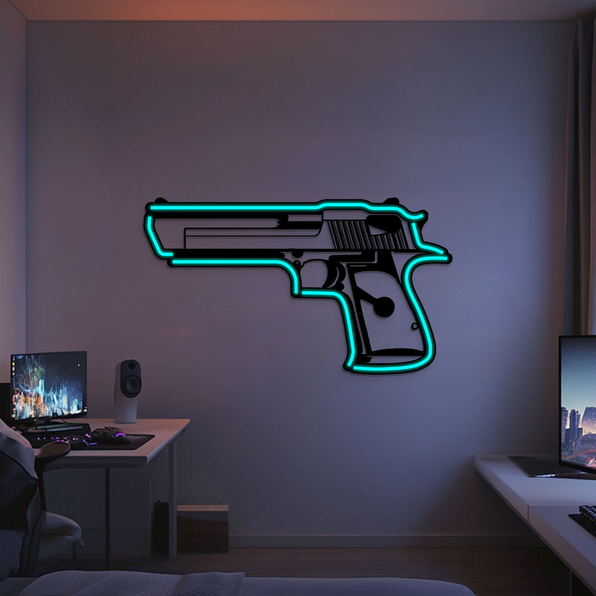 Desert Eagle Metal Neon Weapon Wall Art - NCN0066
