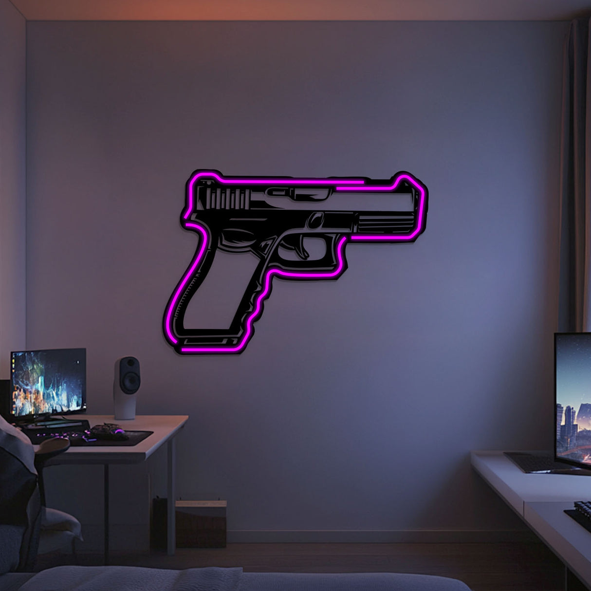 Glock Metal Neon Weapon Wall Art - NCN0065