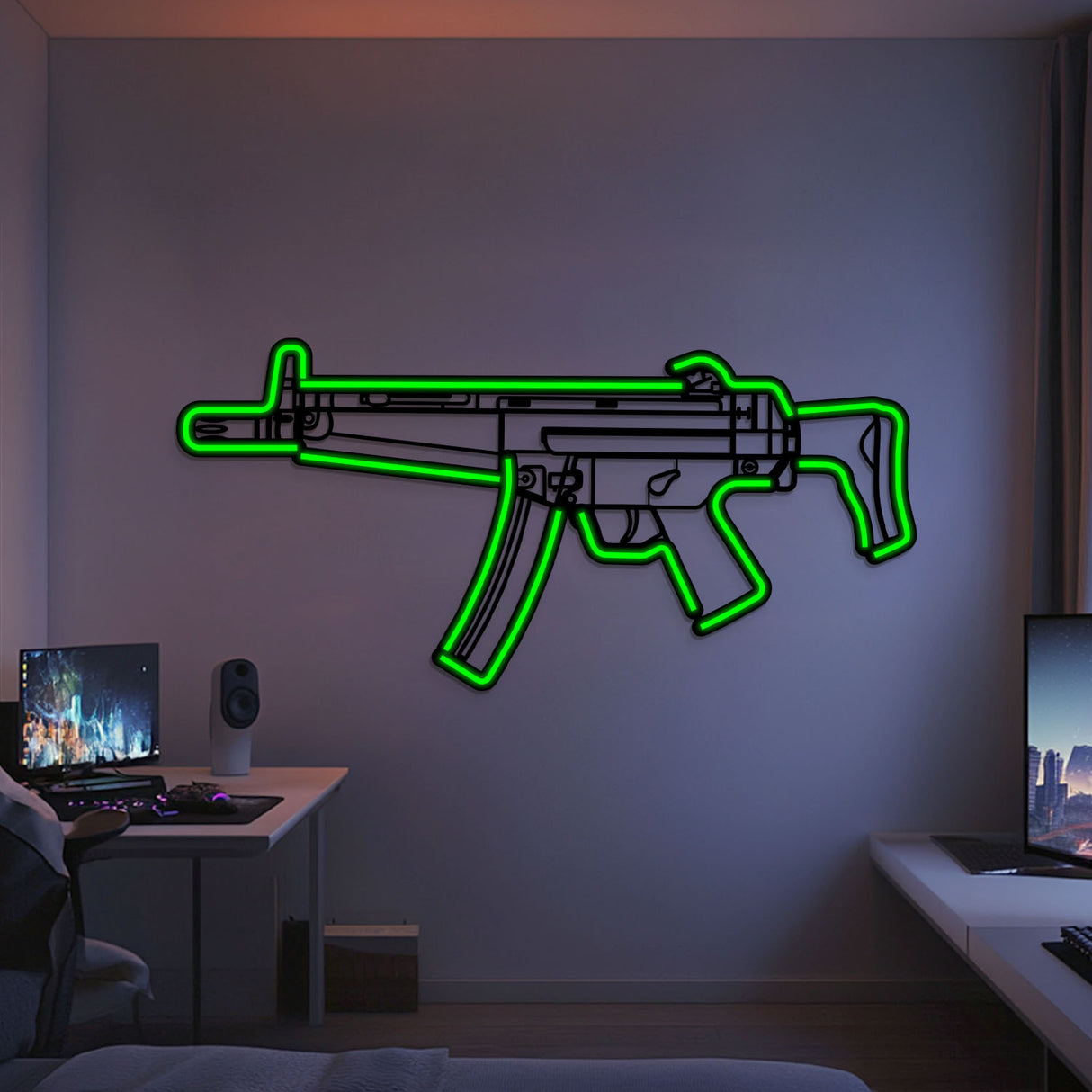 MP5 Metal Neon Weapon Wall Art - NCN0067
