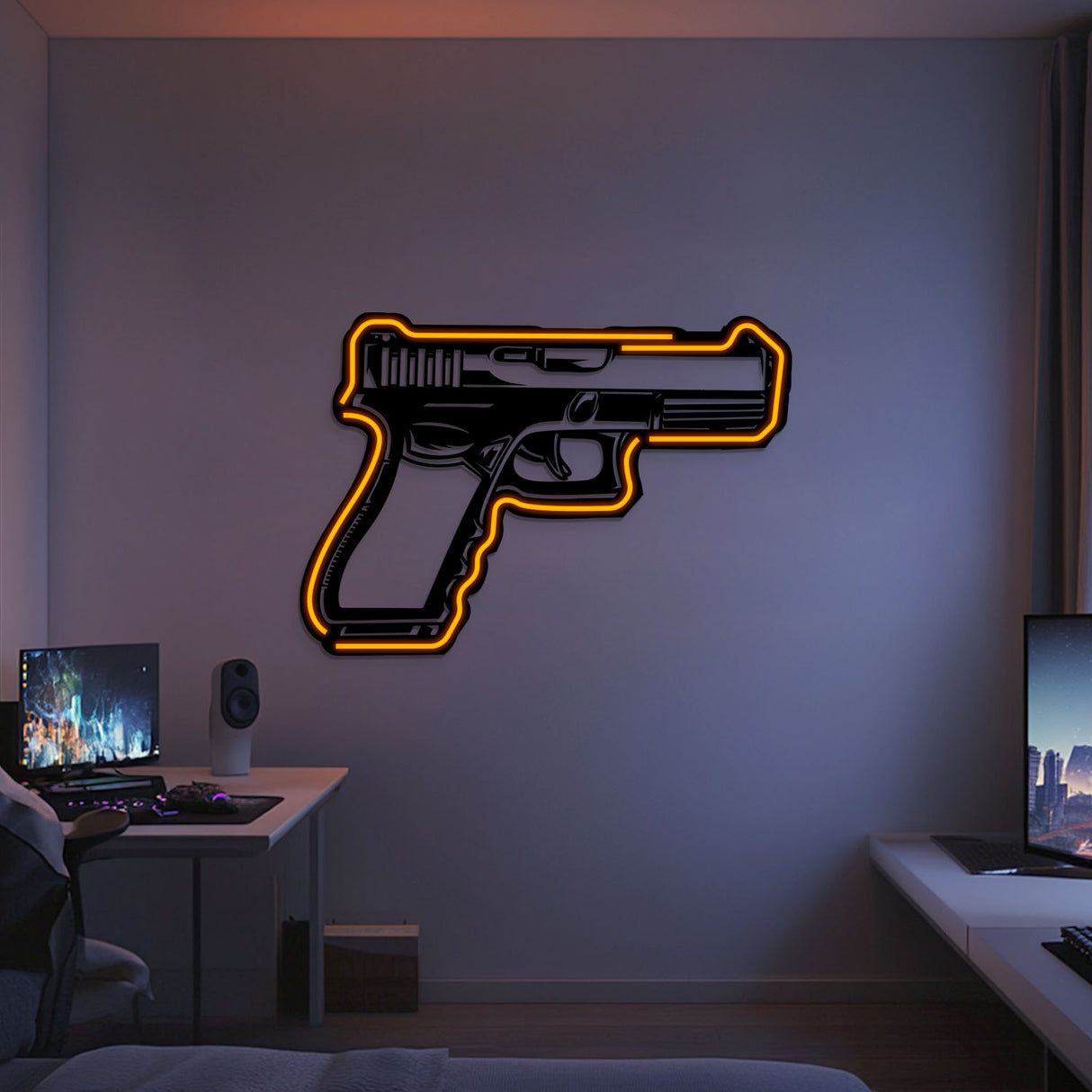 Glock Metal Neon Weapon Wall Art - NCN0065