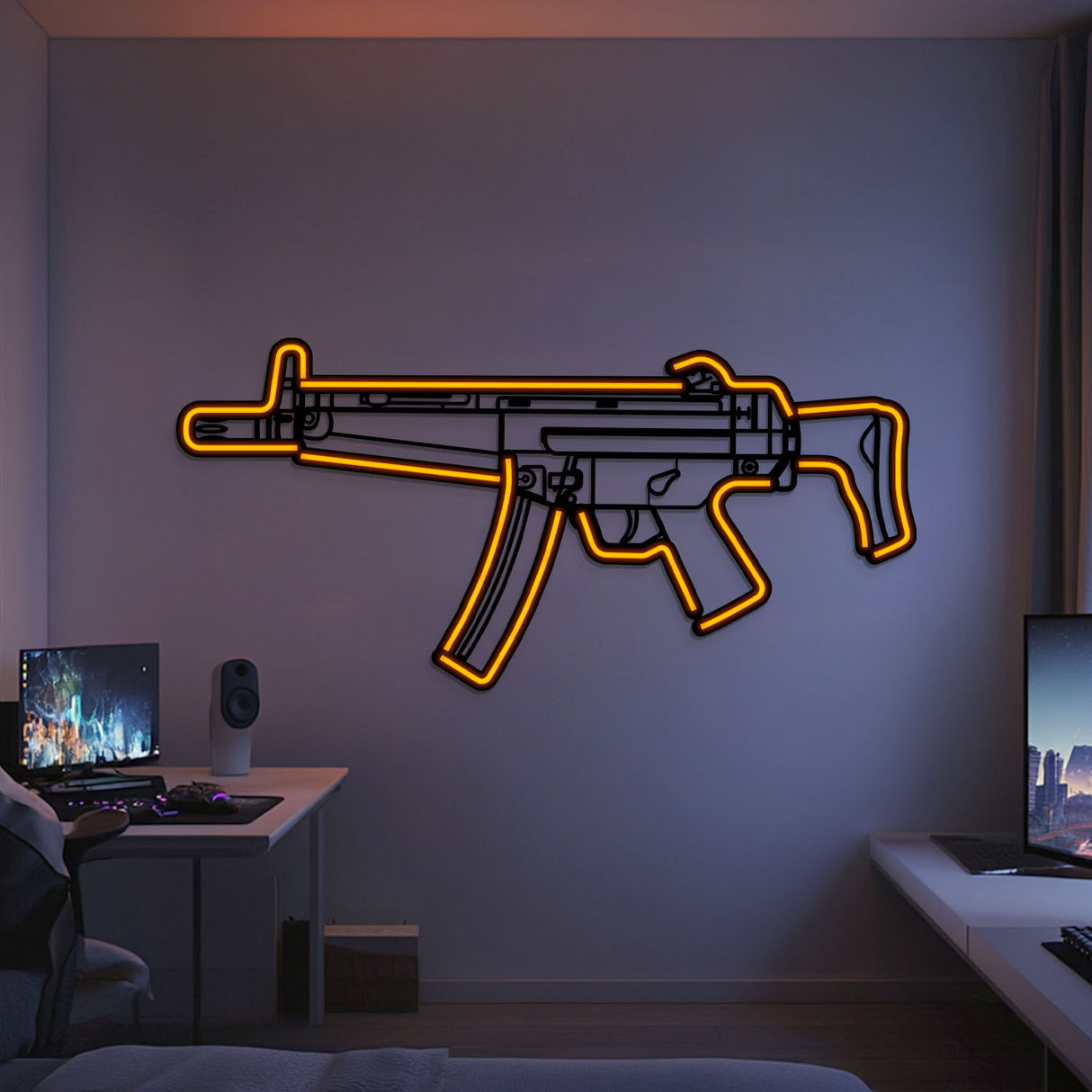MP5 Metal Neon Weapon Wall Art - NCN0067