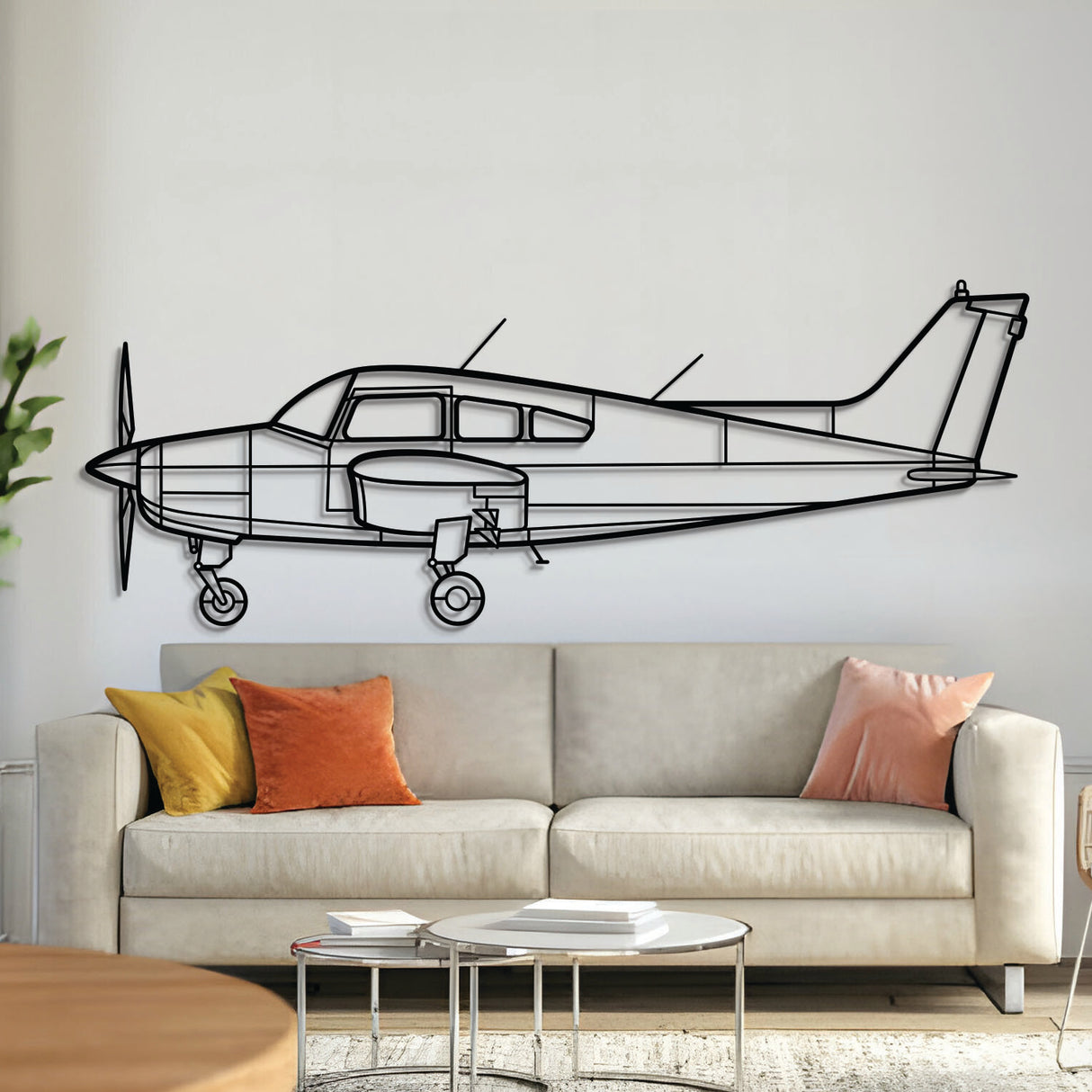 A23‑24 Musketeer metal aircraft wall art in 2 mm laser‑cut steel with matte powder‑coated textured finish and 3D elevation screws