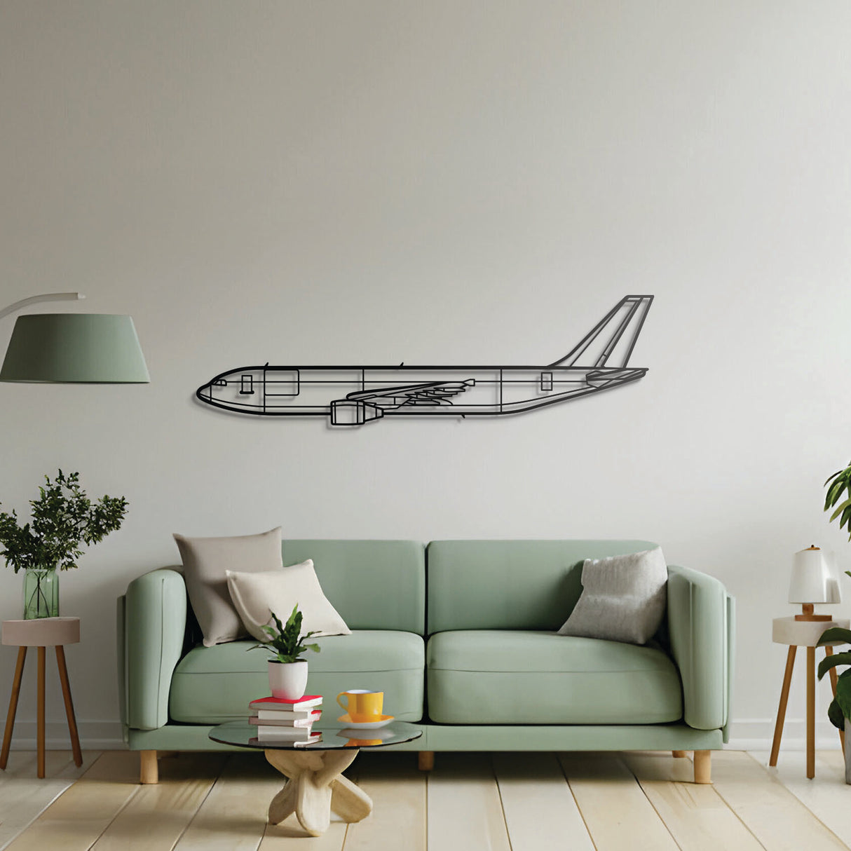 Airbus A300-600F freighter jet metal wall piece – powder-coated steel aviation decoration ready to hang