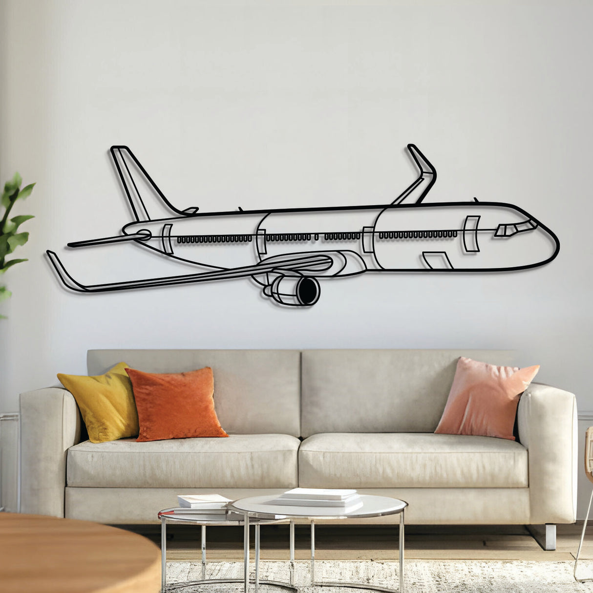 A321 Neo airliner angle metal wall art – laser‑cut 2 mm steel, textured matte powder‑coated, ready to hang