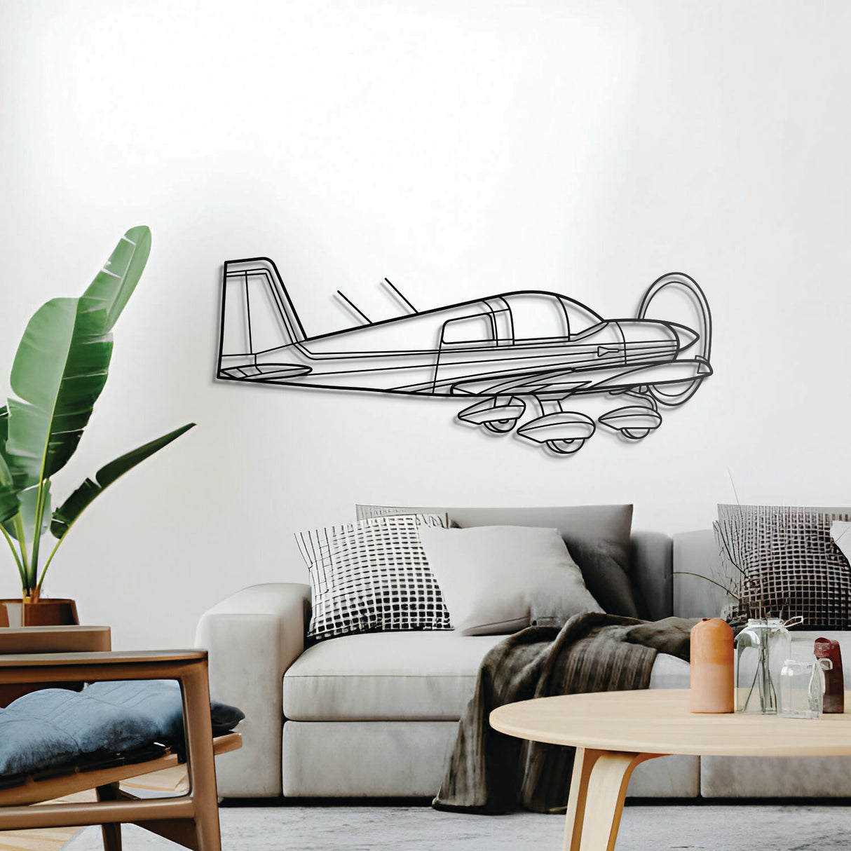 AA‑1 Lynx wall décor, textured matte steel elevated 1 cm for sleek floating aviation design