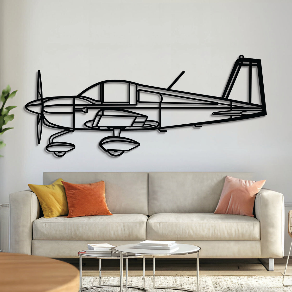 Gulfstream American AA‑1C Lynx 2‑seat light aircraft wall art, laser‑cut 2 mm steel with matte textured finish and 3D elevation