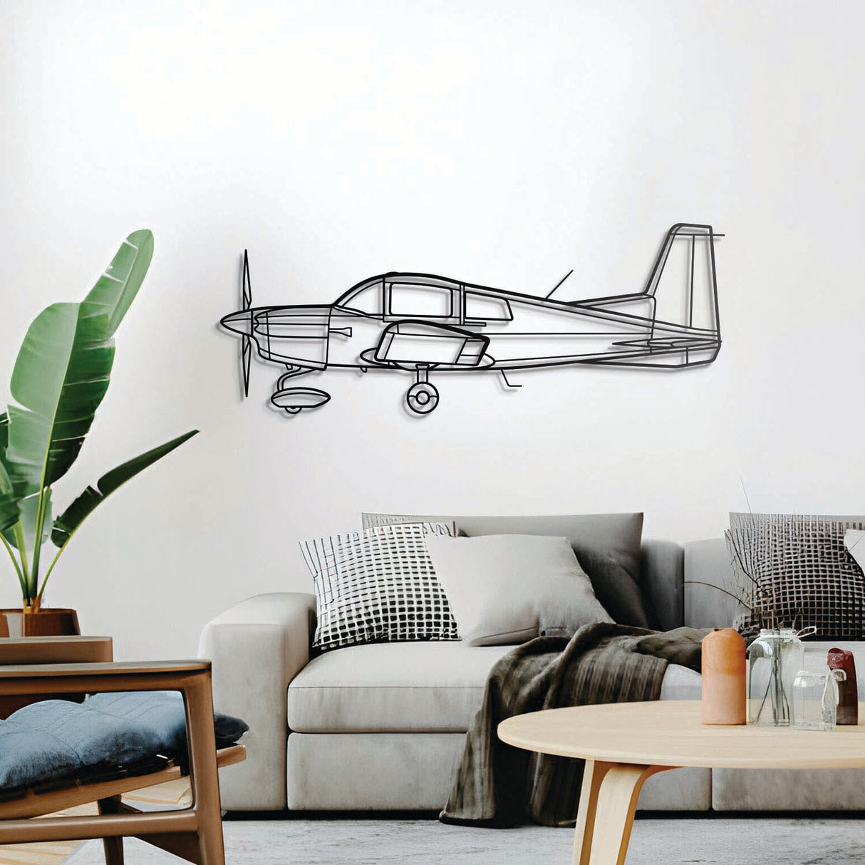 Ready‑to‑hang AA‑5 aircraft wall decor, textured dyed steel, perfect aviation enthusiast gift