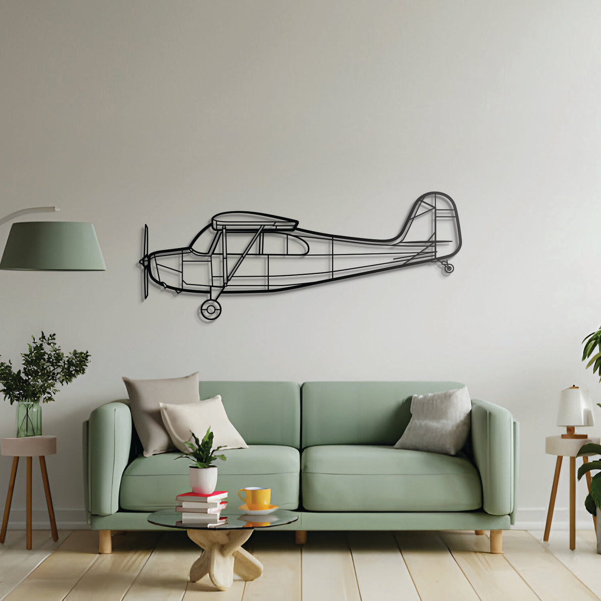7AC Champion single-engine taildragger metal wall décor – sleek general aviation plane silhouette for hangar or office
