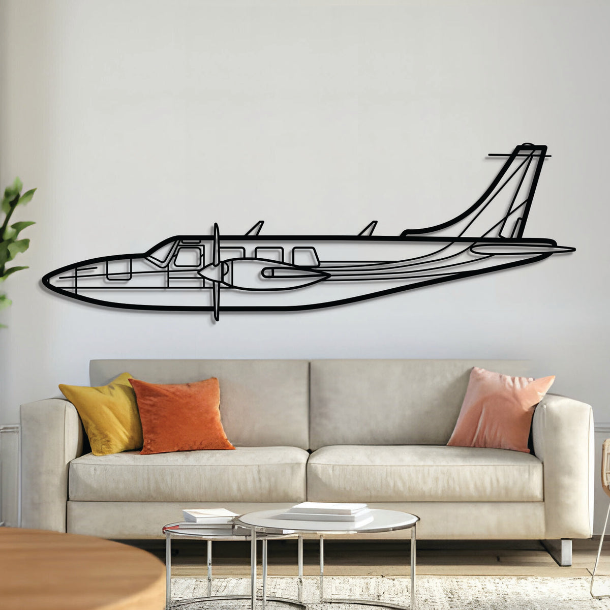 Aerostar 600A twin-engine high-performance aircraft wall art, laser-cut textured steel with matte finish