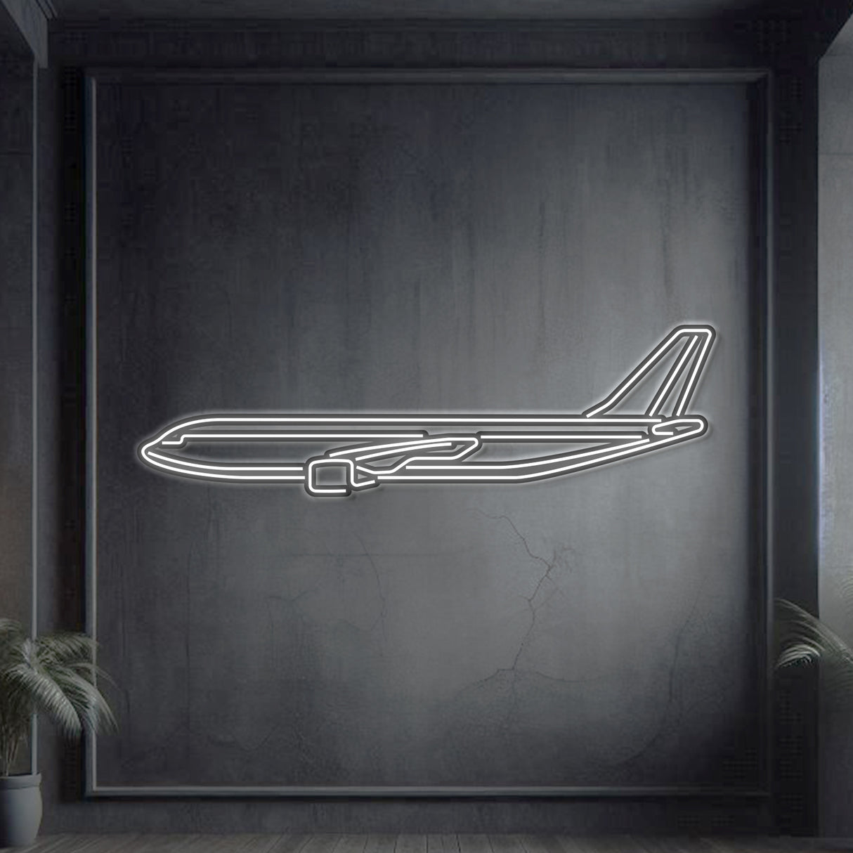 A300-600F metal neon wall art, laser-cut 2 mm steel with matte powder coat and stylish floating 3D effect