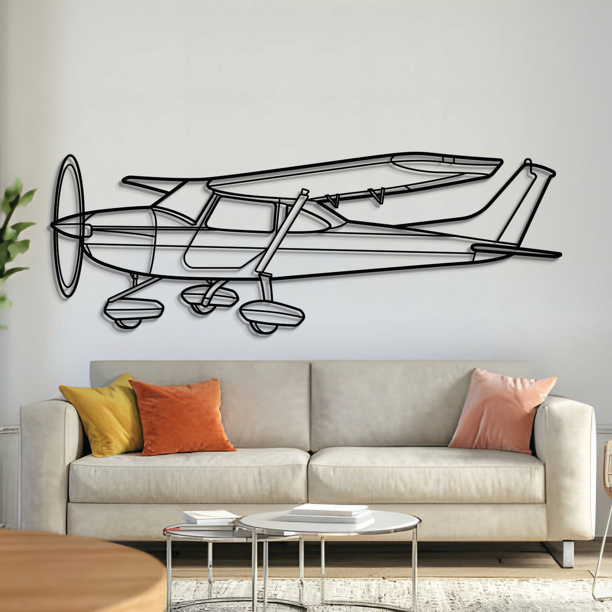 Skylane UL Angle metal aircraft wall art, laser‑cut 2 mm steel with matte powder coat and floating 3D effect