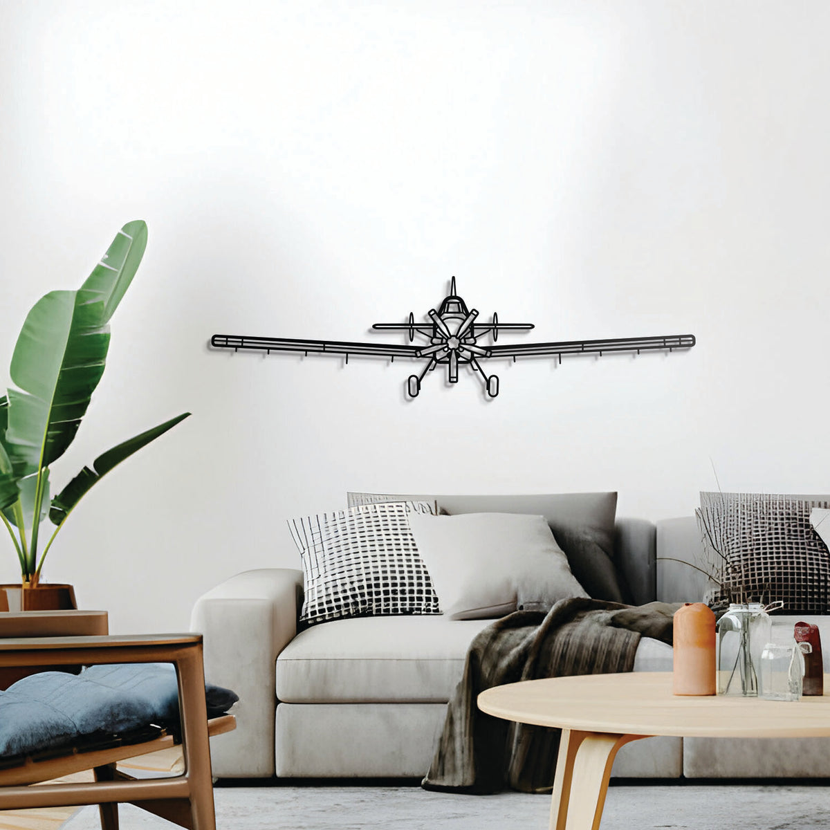 AT-802 Front 3D metal wall décor, elevated 1 cm from wall, ready-to-hang aviation centerpiece