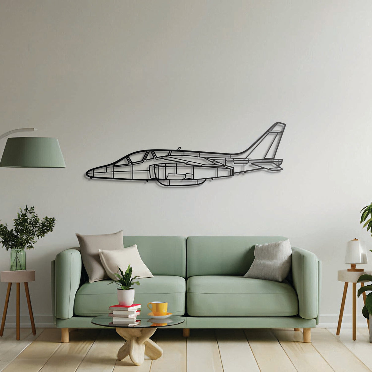 Aviation décor highlight: Alpha Jet laser‑cut steel wall art with matte finish and elevation screws for avgeek spaces