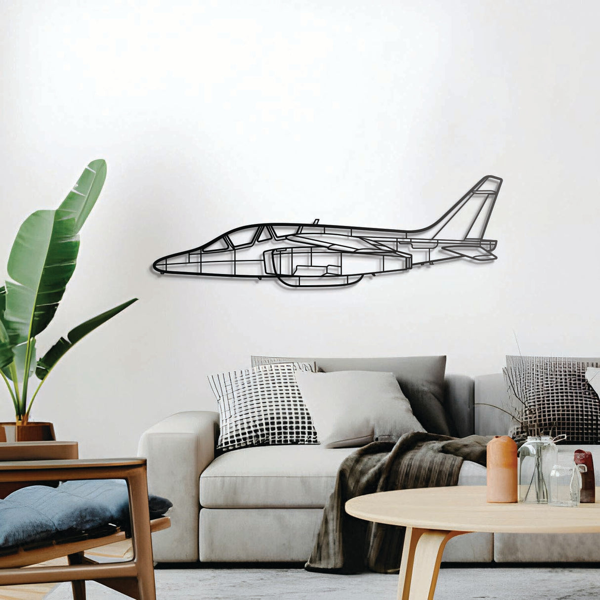 Ready‑to‑hang Alpha Jet aircraft wall decor, textured dyed steel, ideal aviation enthusiast gift