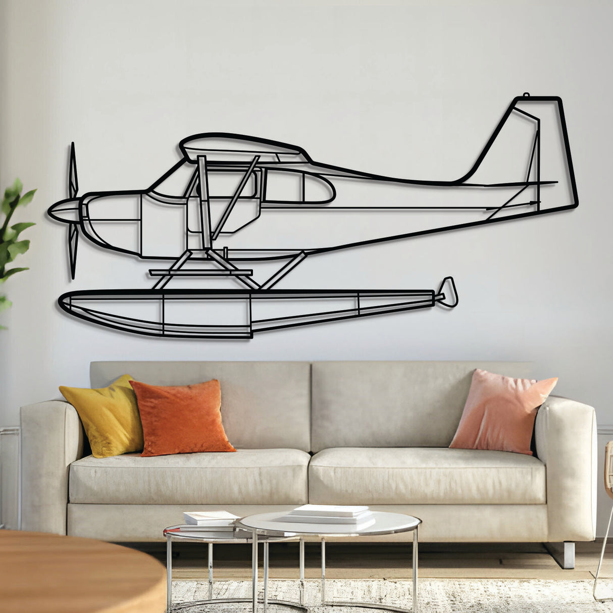 American Champion Citabria light aerobatic taildragger silhouette – laser‑cut 2 mm steel, textured matte powder‑coat finish, ready to hang