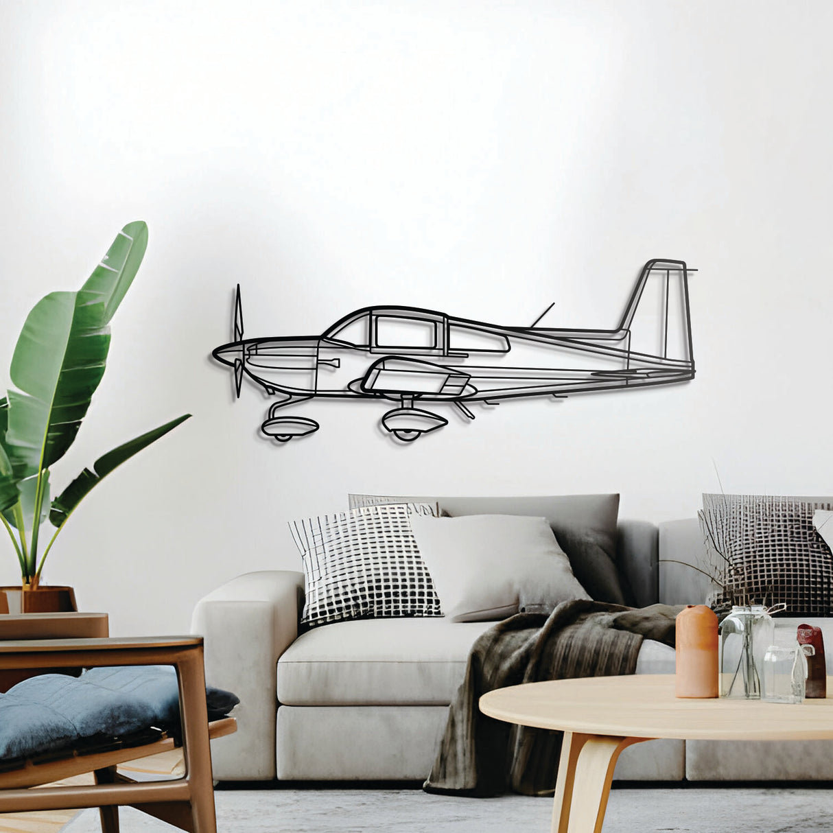 Minimalist AG-5B Tiger metal wall art — slightly elevated from the wall for depth
