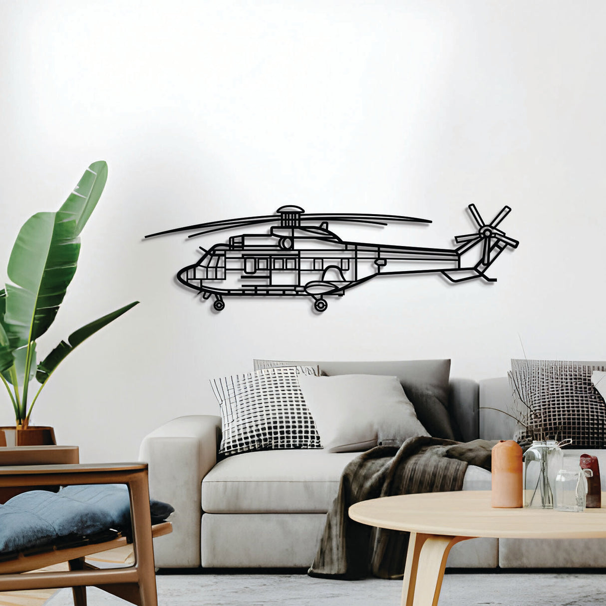 Navigate Craft AS 332UL décor, ready‑to‑hang with elevation spacers, perfect avgeek gift for helicopter enthusiasts