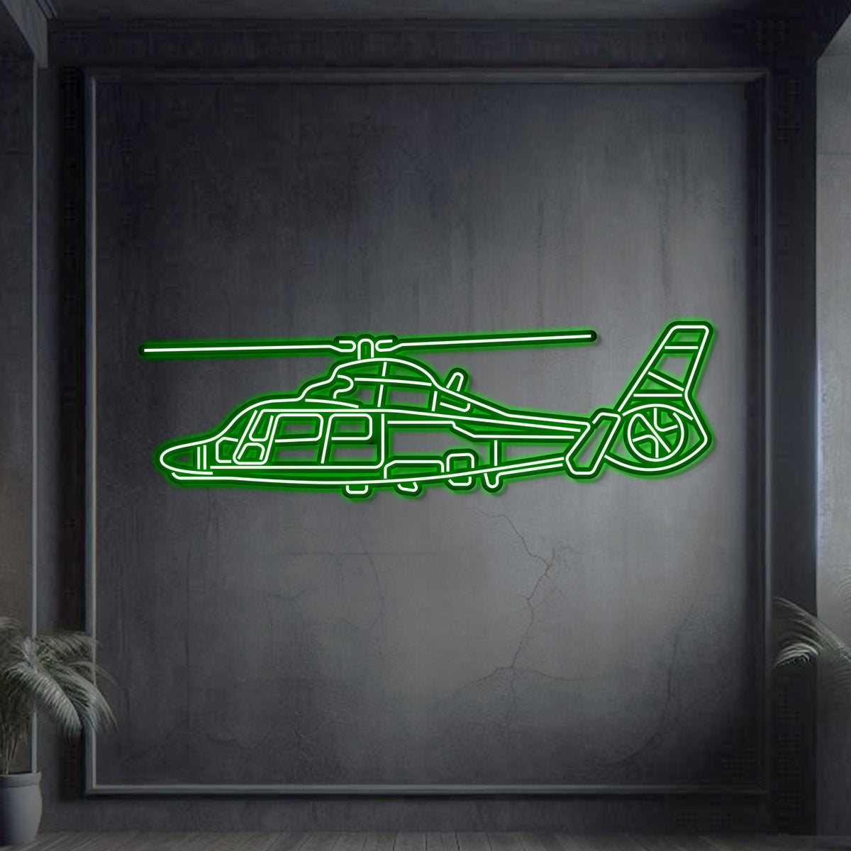 Metal neon AS365 Dauphin wall decor, 2 mm steel, matte texture, ready to hang with 3D elevation