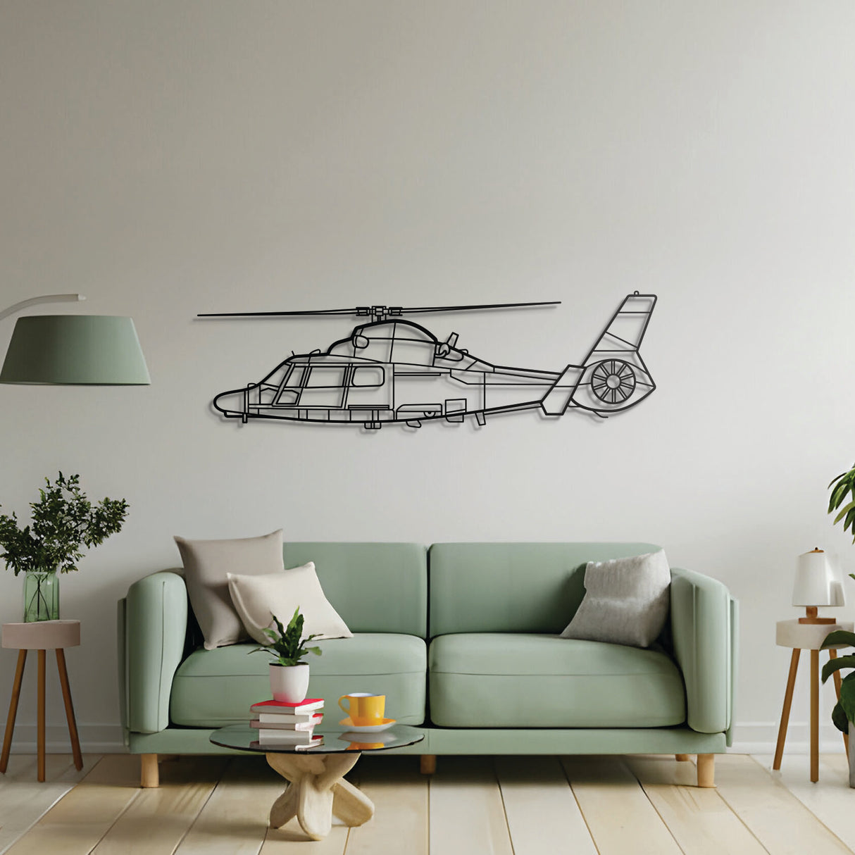 AS365 Dauphin helicopter metal wall art – sleek and modern design that blends with contemporary interiors