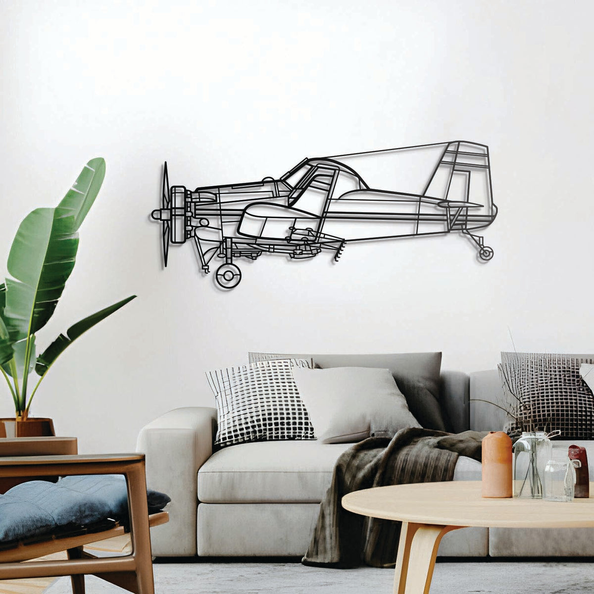 Ready‑to‑hang AT‑301 airplane wall decor, textured dyed steel, perfect gift for aviation enthusiasts