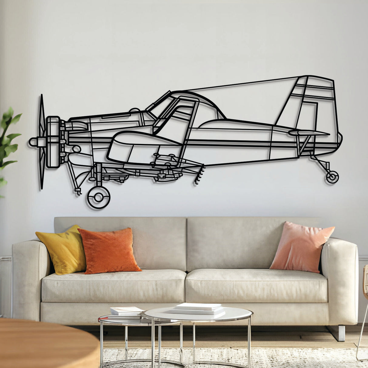AT‑301 Metal Aircraft Wall Art in 2 mm laser‑cut steel with matte powder‑coated textured finish and 3D elevation screws