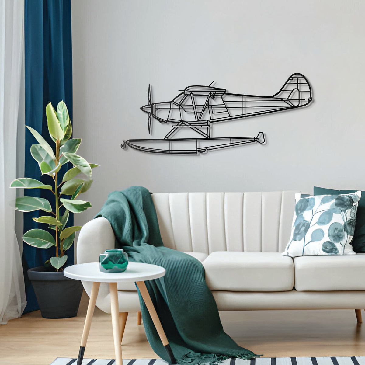 Historic A‑1B Skyraider silhouette – powder‑coated matte finish blending with modern interiors; known as a rugged, piston‑engined close air support aircraft
