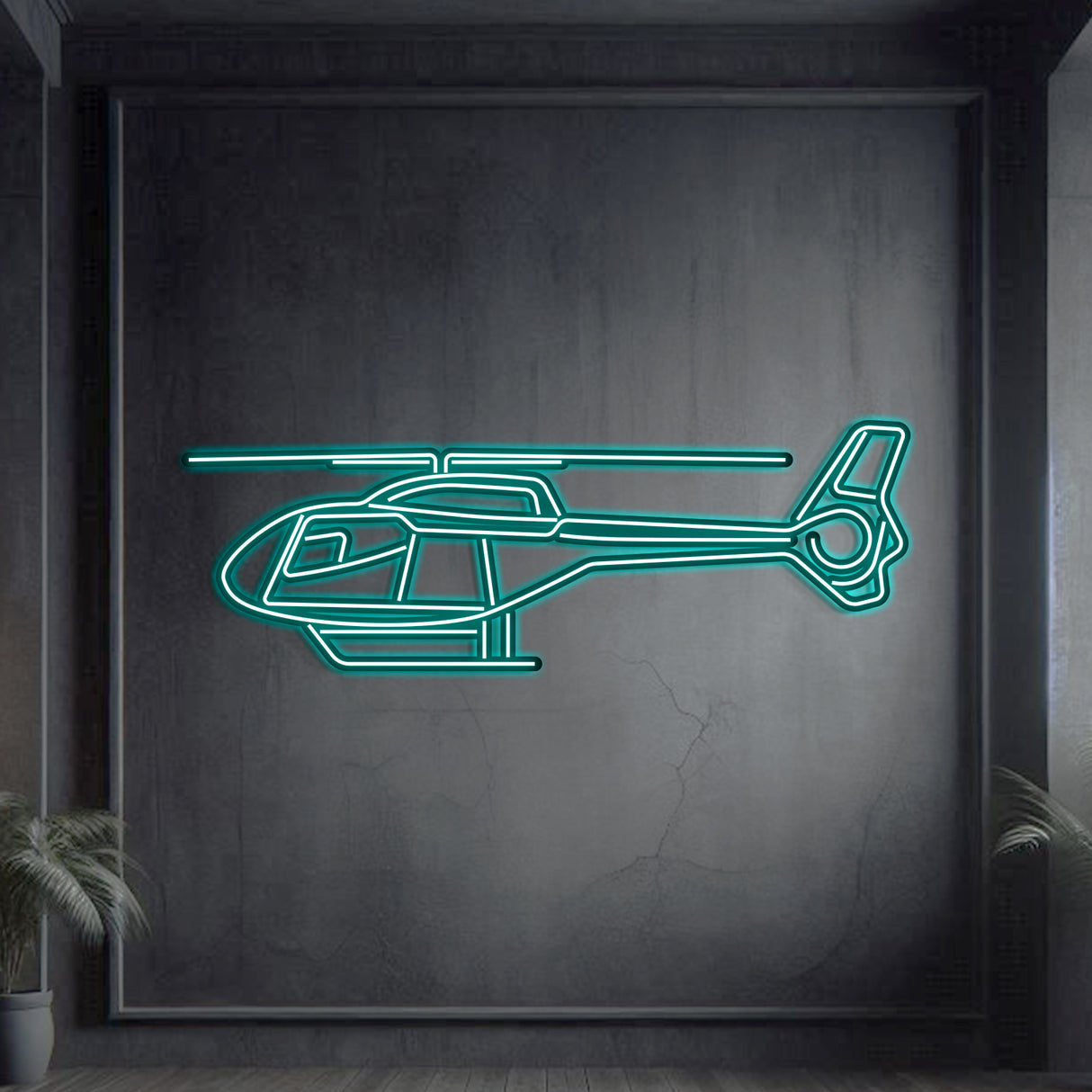 Matte‑finish EC120 Colibri neon aircraft wall art—thoughtful gift for pilot graduations, flight milestones, or home aviation décor