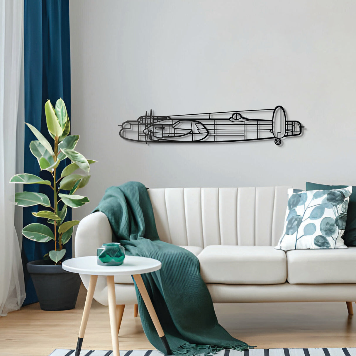 Metal Avro Lancaster bomber wall decoration – timeless black steel airliner silhouette perfect for living space