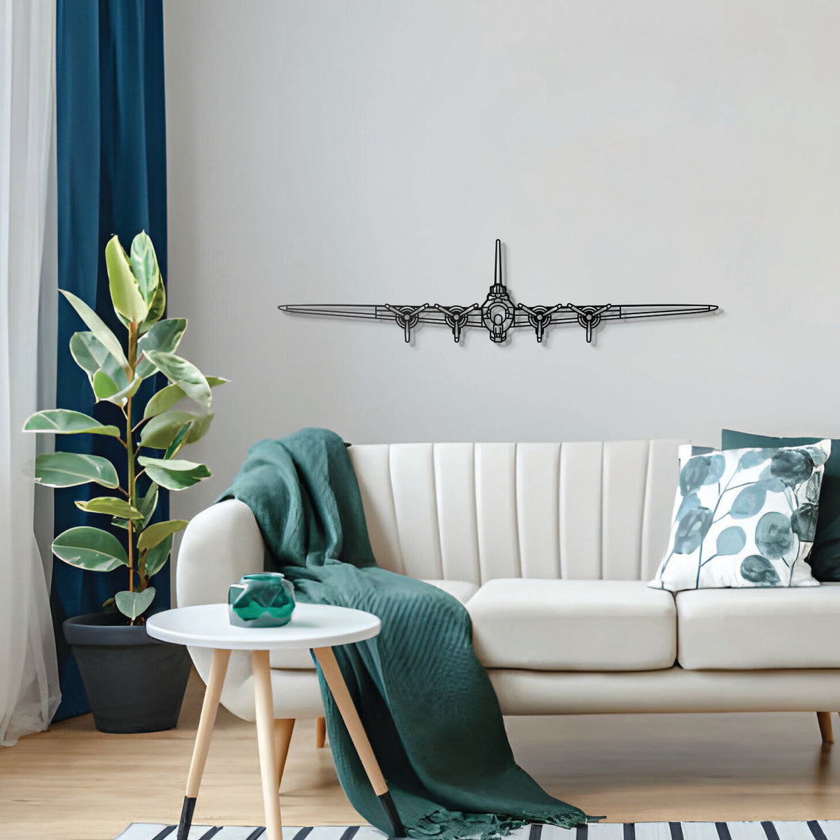 B-17 front metal aircraft wall art – durable powder-coated 2 mm steel, includes mounting hardware, multiple size options
