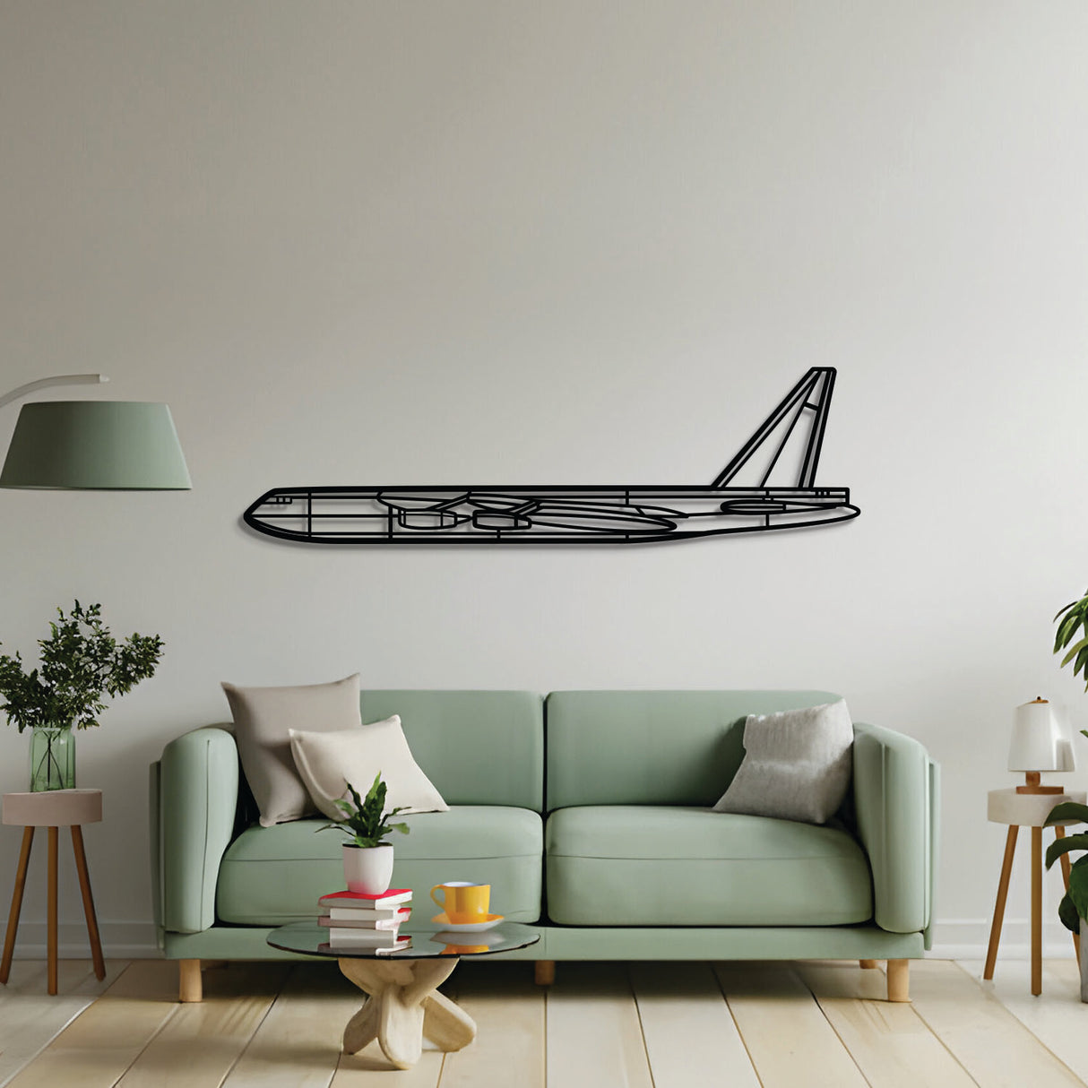 2 mm steel B‑52D wall art, textured matte finish, floats ~1 cm off wall for dramatic 3D depth