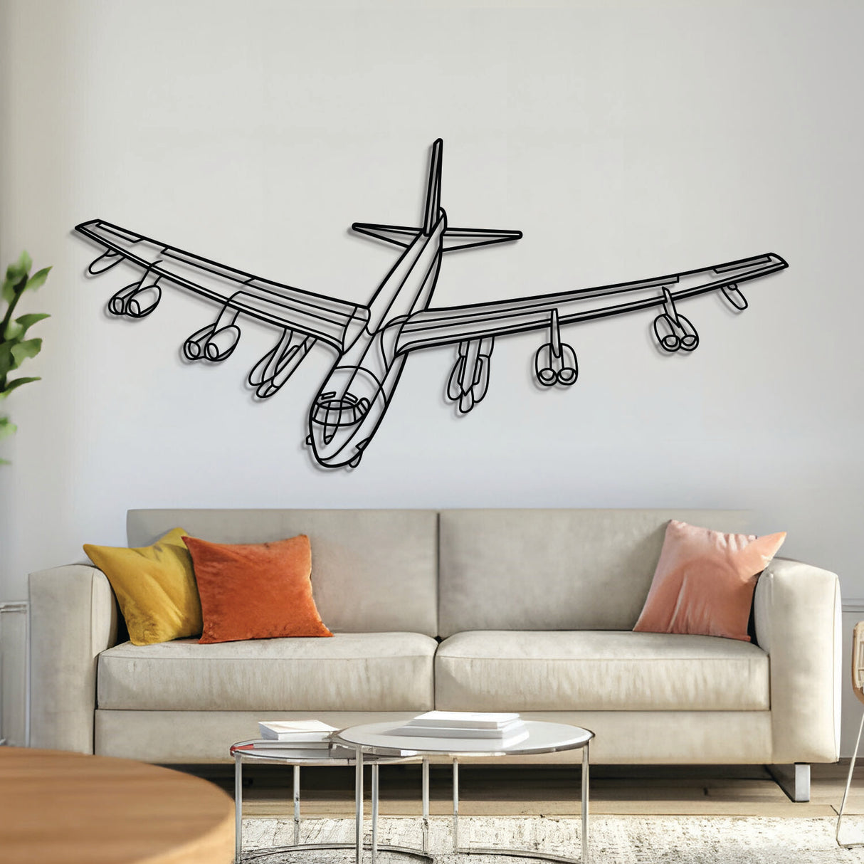 B‑52G Stratofortress bomber angle metal wall art – laser‑cut 2 mm steel, textured and matte powder‑coated, ready to hang
