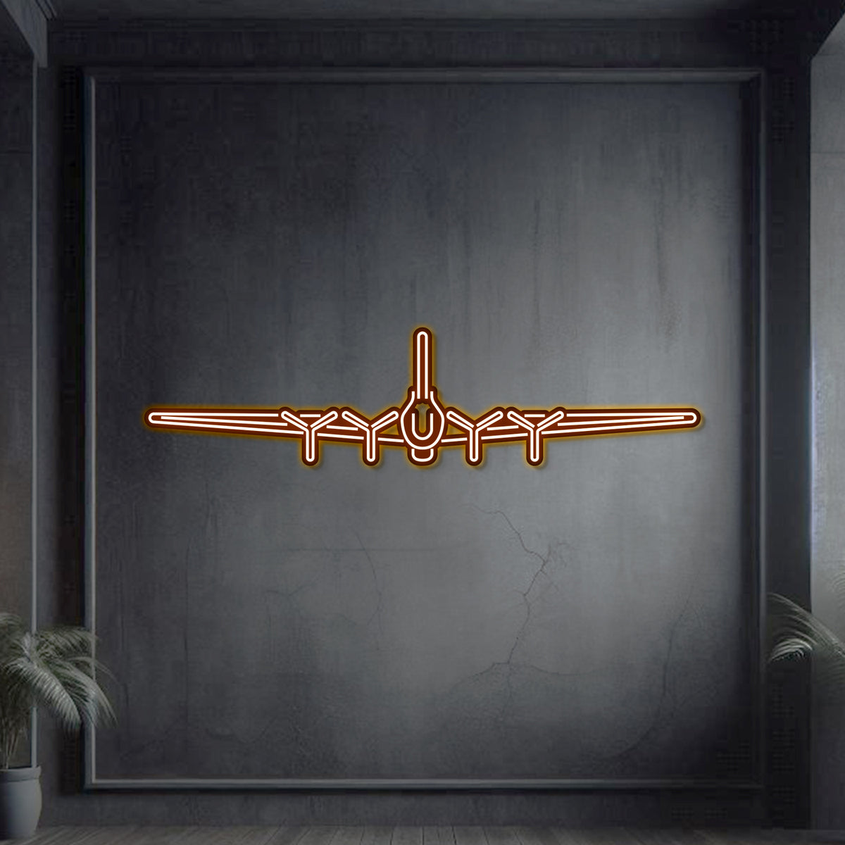 Navigate Craft Flying Fortress décor, ready‑to‑hang neon outline—perfect gift for WWII aviation enthusiasts and military history collectors