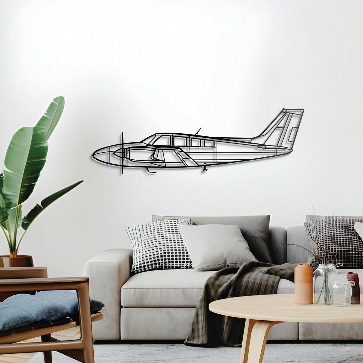 Baron G58 wall décor, textured matte steel elevated 1 cm for sleek floating aviation design