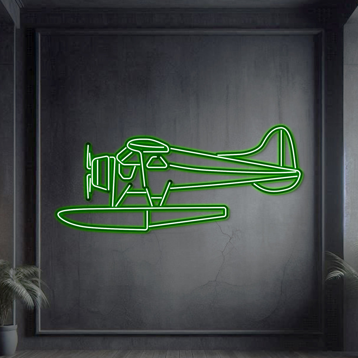 DHC‑2 Beaver neon wall art, vintage-branded aviation décor ideal for lodges, hangars, or modern living spaces