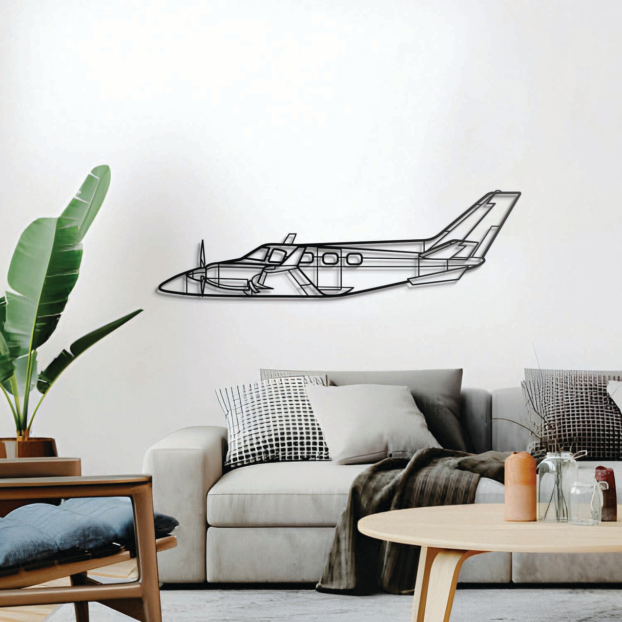 Ready‑to‑hang B60 Duke airplane wall decor, textured dyed steel—ideal aviation enthusiast gift