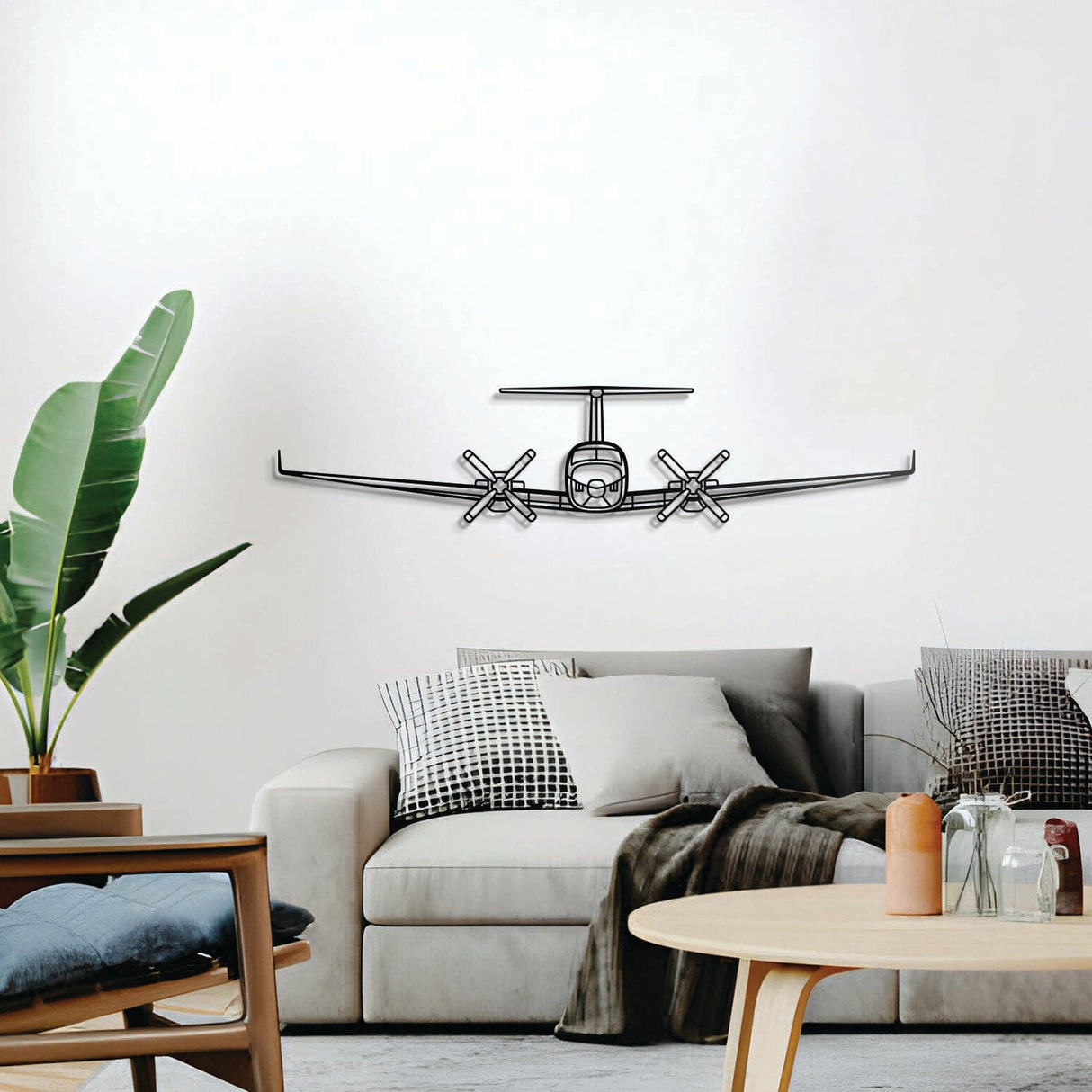 Ready‑to‑hang King Air 200 aircraft wall decor, textured dyed steel, perfect aviation enthusiast gift