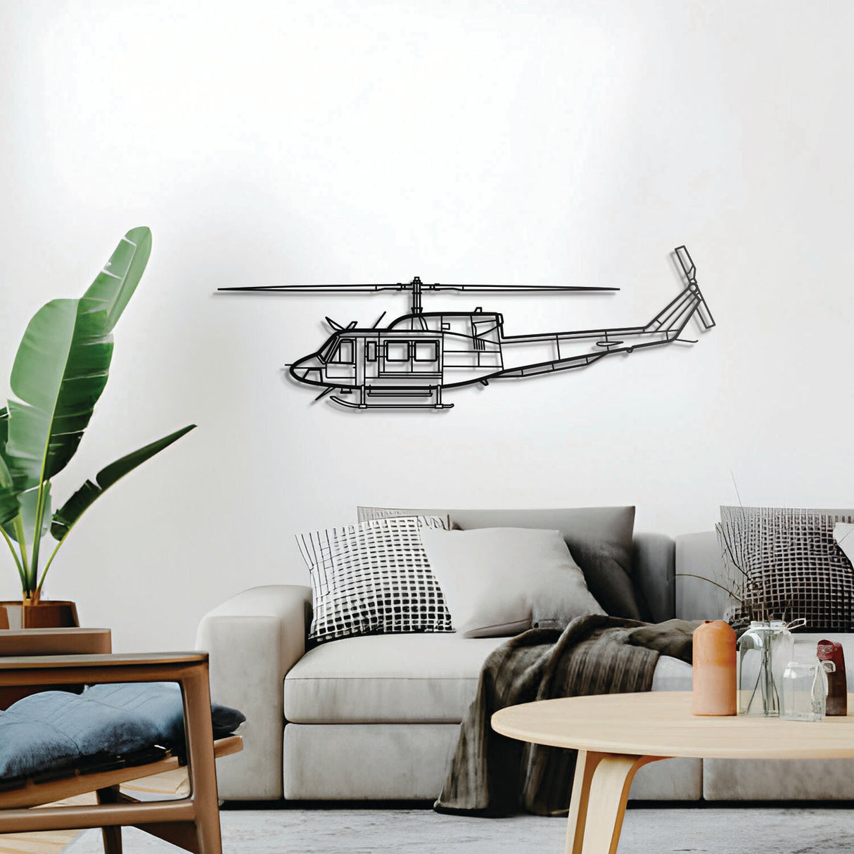 212 Sentry metal aircraft wall décor – sleek military helicopter silhouette ready to hang in hangar or office