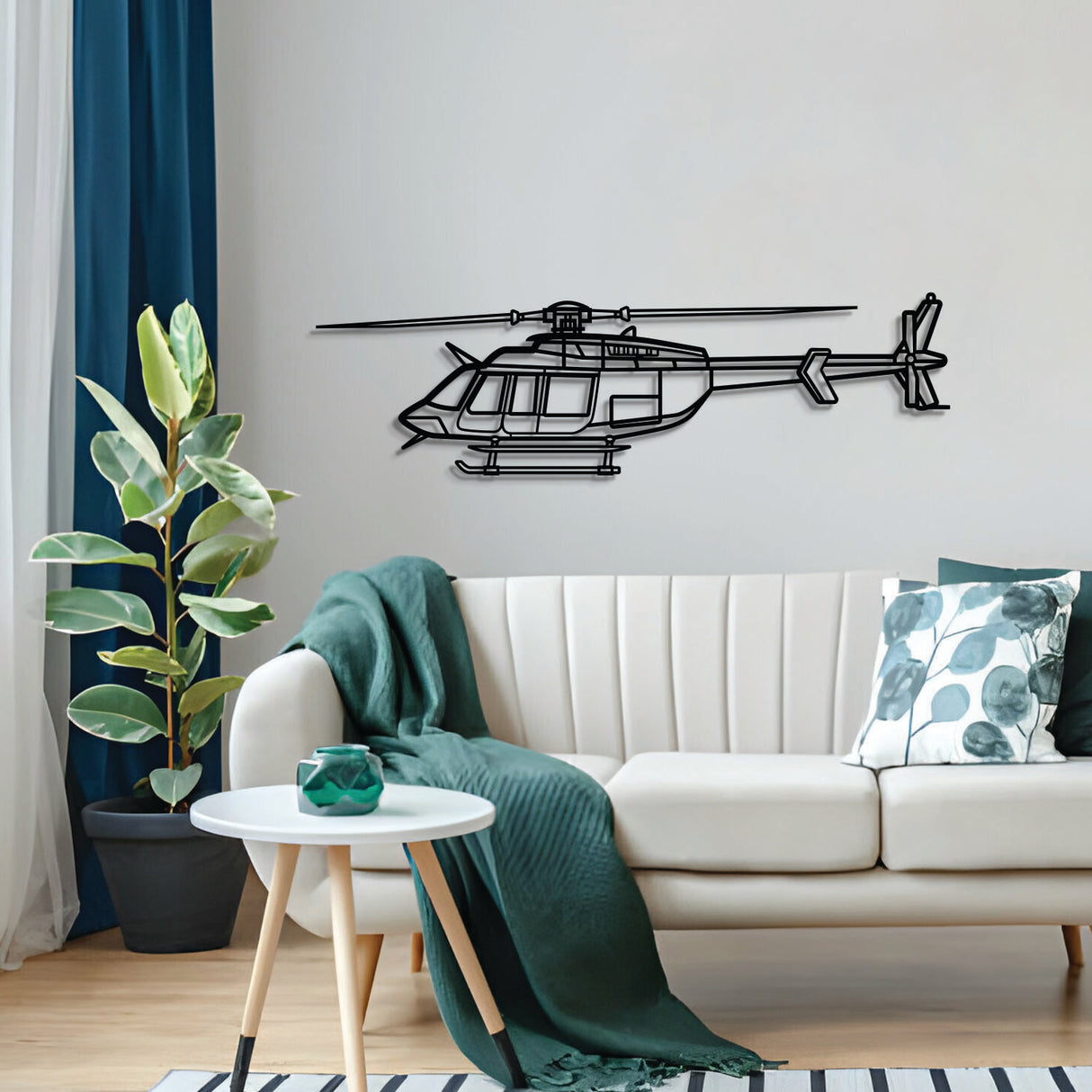 Matte-finish Bell 407GX helicopter wall art, ideal aviation heritage gift for special occasions like retirements or birthdays