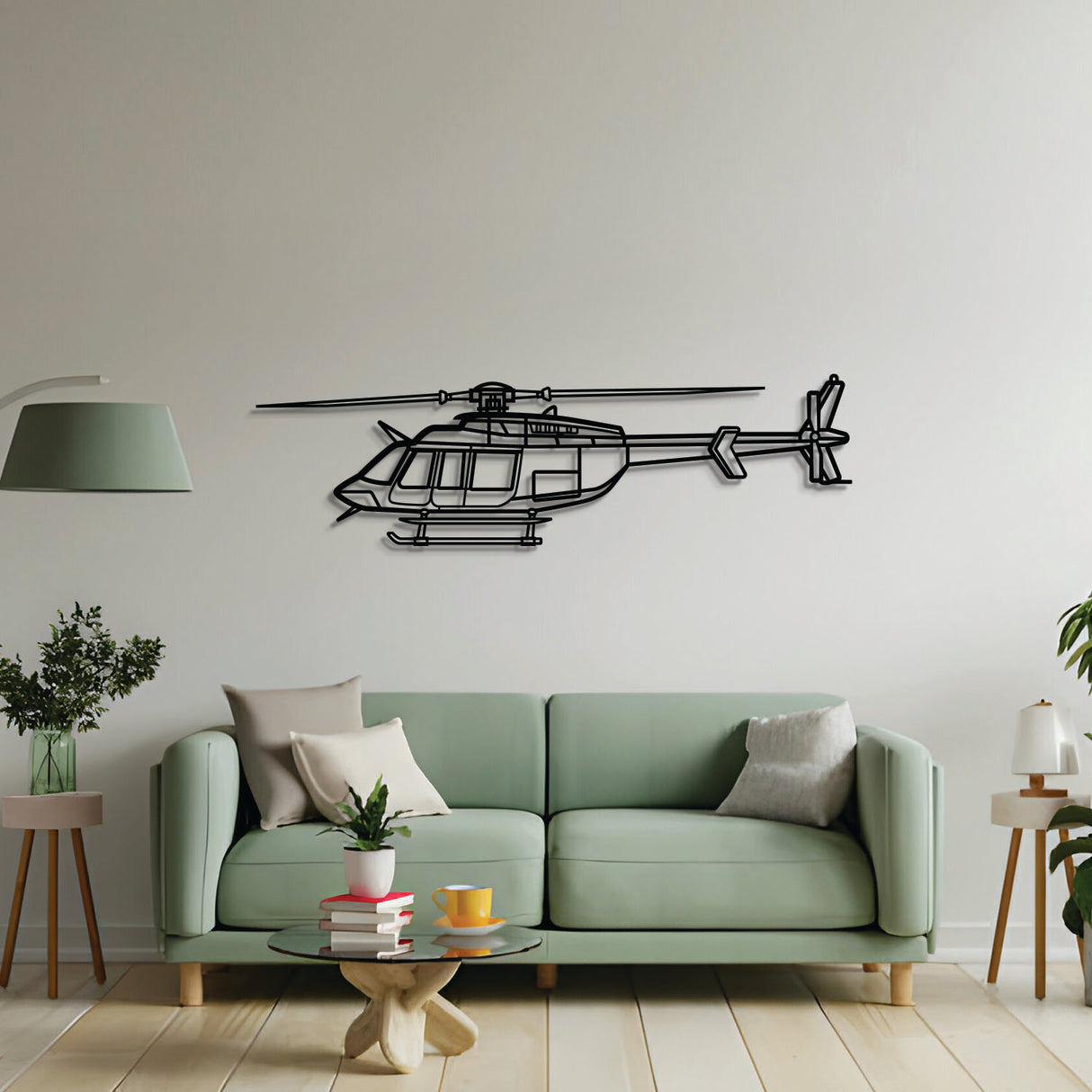 Navigate Craft Bell 407GX décor, ready‑to‑hang with elevation spacers, perfect gift for aviation lovers and avgeek fans